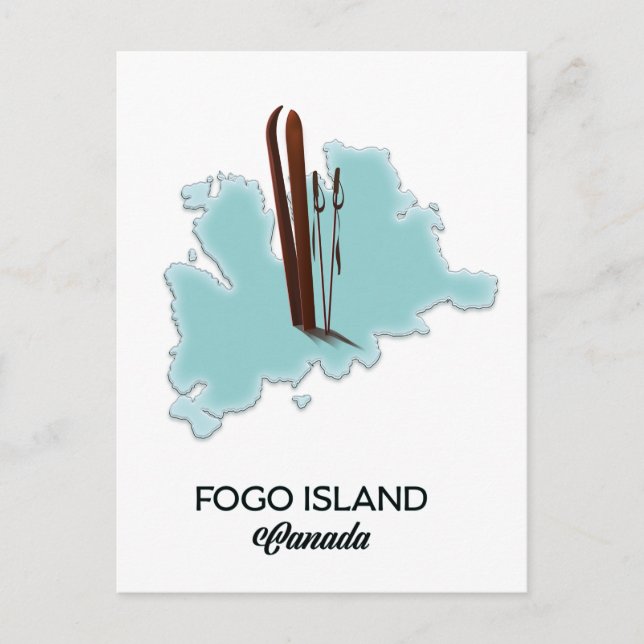 Fogo Island Kanada karta poster Vykort (Framsida)