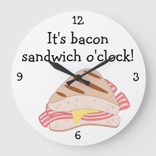 Fografik för Bacon Butty O'Clock roligt Stor Klocka (Framsida)