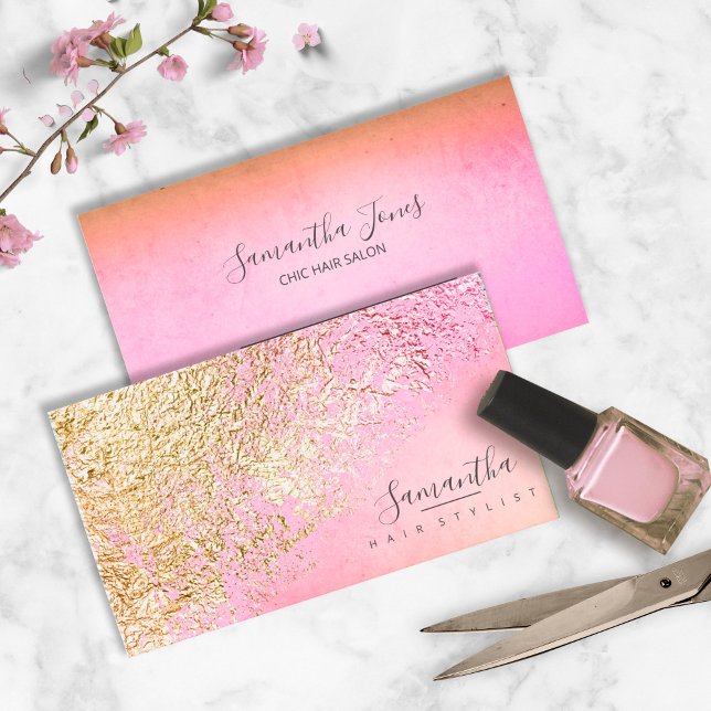 Foil Abstrakt Guld Peach ID775 Visitkort (Skapare uppladdad)