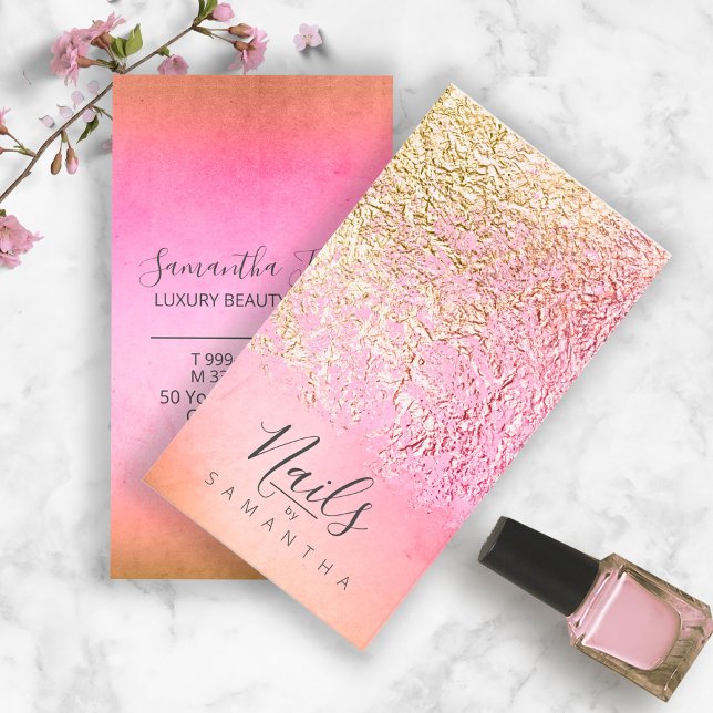 Foil Abstrakt Guld Peach ID775 Visitkort (Skapare uppladdad)