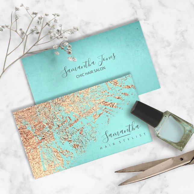 Foil Abstrakt Guld Teal ID775 Visitkort (Skapare uppladdad)