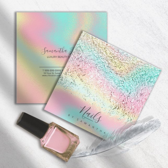 Foil Abstrakt HoloGraphics Rainbow ID775 Fyrkantigt Visitkort (Skapare uppladdad)