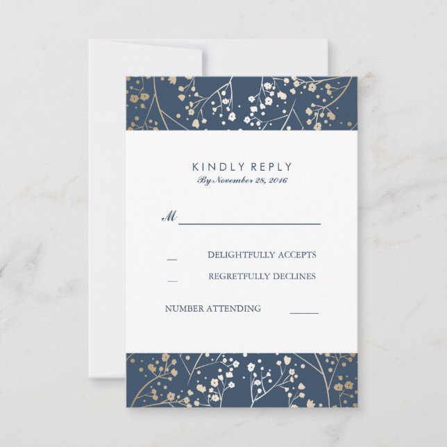 Foil Baby's Band Navy Bröllops OSA Cards Kort (Framsida)