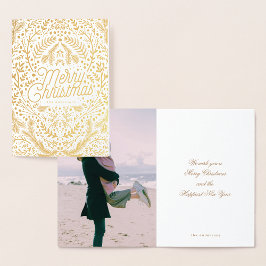 Foil Berries Foliage God jul Photo Theme Folierat Kort