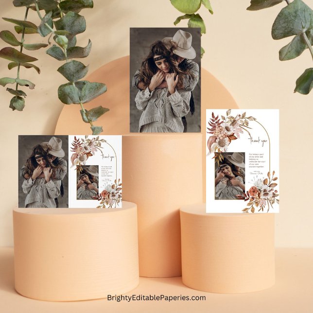 Foil Boho Cowboy & Bride Bröllop - tackkort Folierat Kort (Western elegance, heartfelt thanks.)