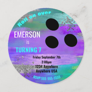 FOIL BOWLING BALL, bowling, ljusår glitter Inbjudningar