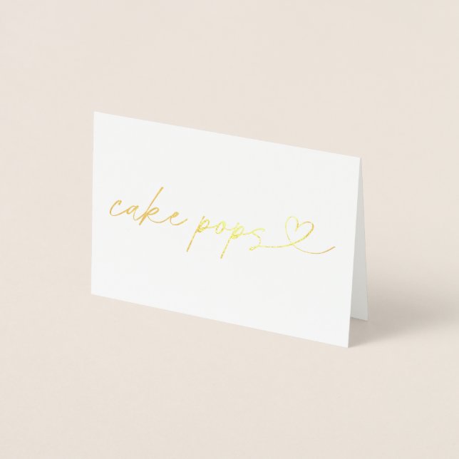 Foil Cake Pops Food Label Wedding Table Card Folierat Kort (Framsida)