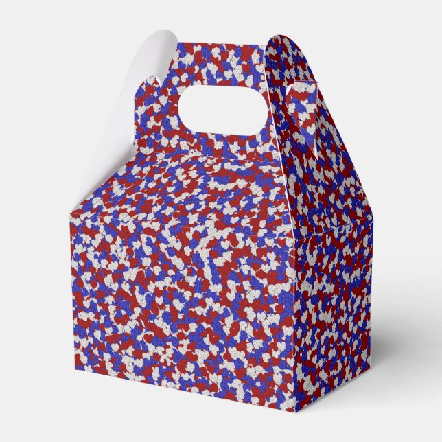 Foil Confetti Hearts, Patriotic FAVOR BOX, gable Presentaskar (Framsidan Sidan)