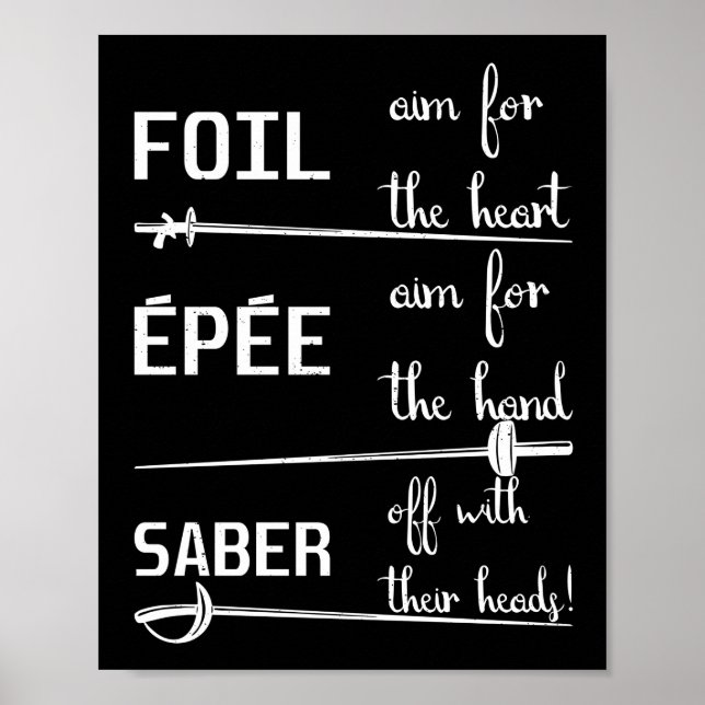 Foil Epee Saber Definition Fening Poster (Framsidan)