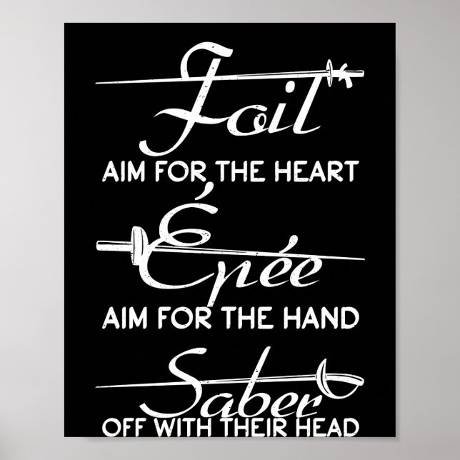 Foil Epee Saber Fences Sword Definition Fencer Poster (Framsidan)