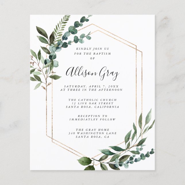 Foil Framed Blommigt Baptism | BudgetFlyer Flygblad (Framsidan)