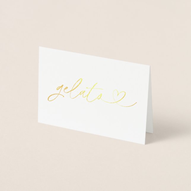 Foil Gelato Food Label Wedding Table Card Folierat Kort (Framsida)