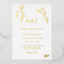 Foil Gilded Romantic Blommigt Bröllop