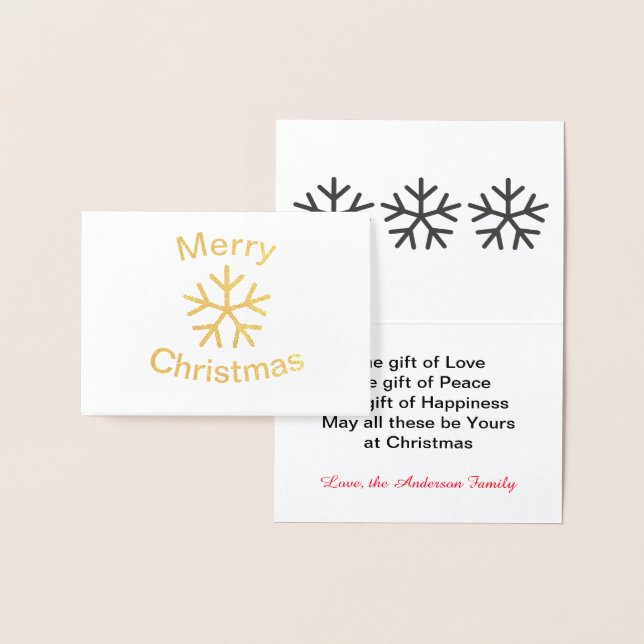 Foil God jul Snowflake - 3x5-mappat kort (Display)