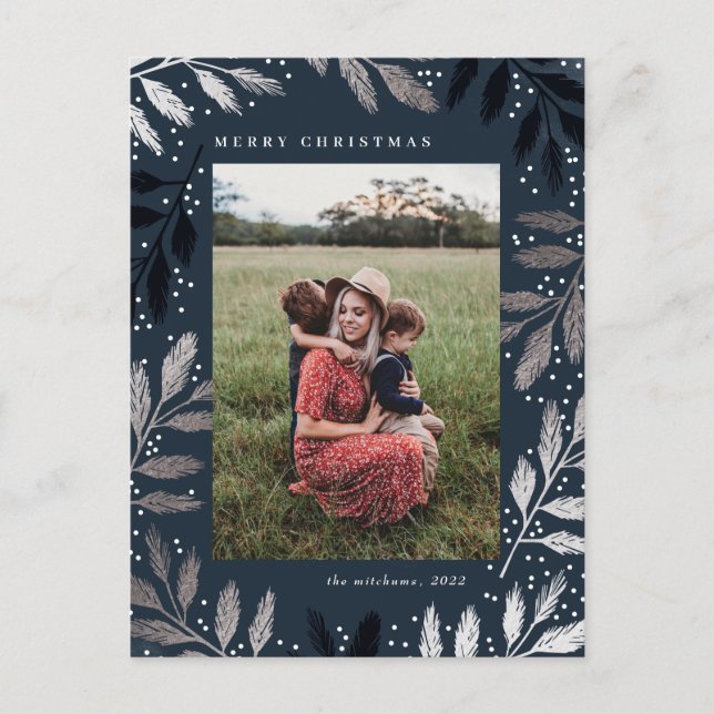 Foil Grenar God jul Photo Ram Helg Vykort (Framsida)