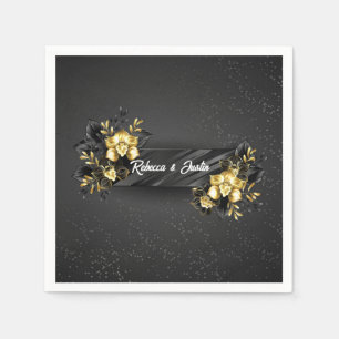 Foil Guld Black Orchids Modern Boho Pappersservett