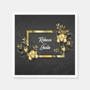 Foil Guld Black Orchids Modern Boho Pappersservett