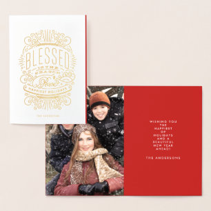 Foil Guld Blank Peace-julhälsningskort Folierat Kort