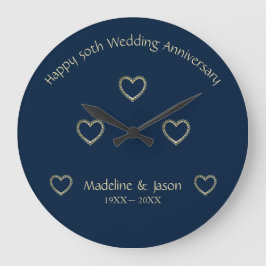 Foil Guld Blommigt Hearts Stor Klocka