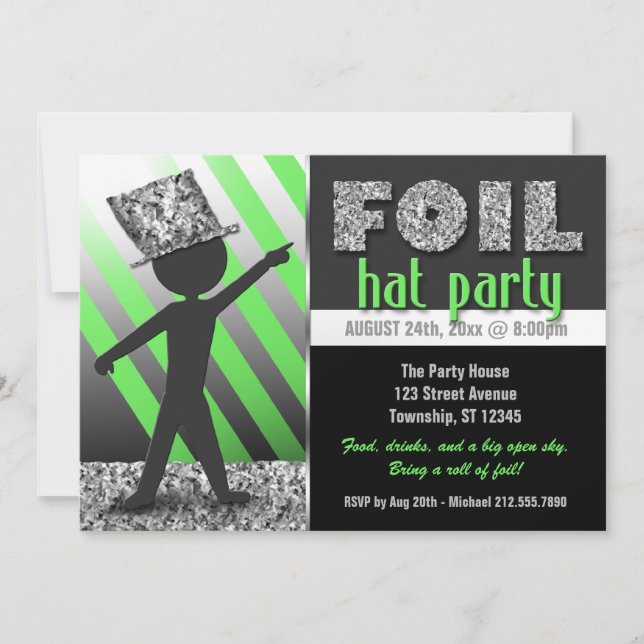 Foil Hat Party-inbjudningar Inbjudningar (Framsida)