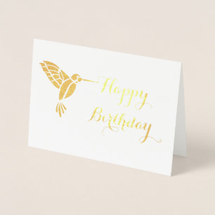 Foil Hummingbird Birthday Card Folierat Kort