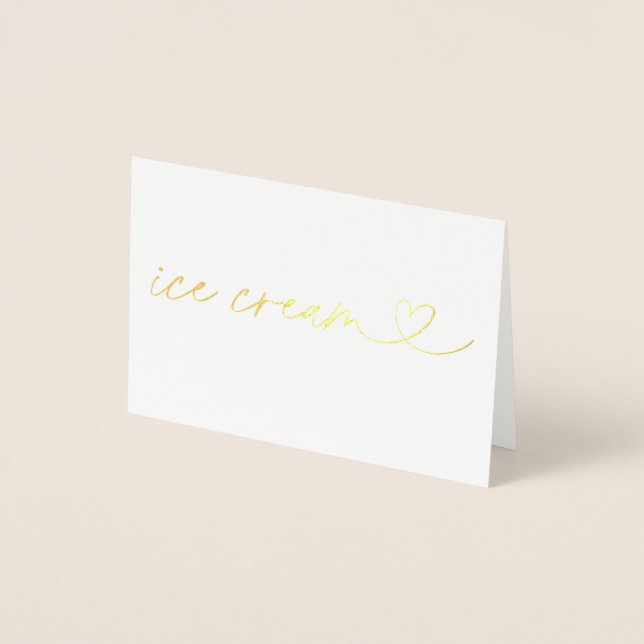 Foil Ice Cream Food Label Wedding Table Card Folierat Kort (Framsida)