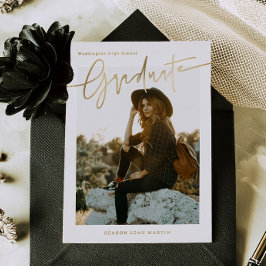 Foil Informal Script Graduation Announcement Card 