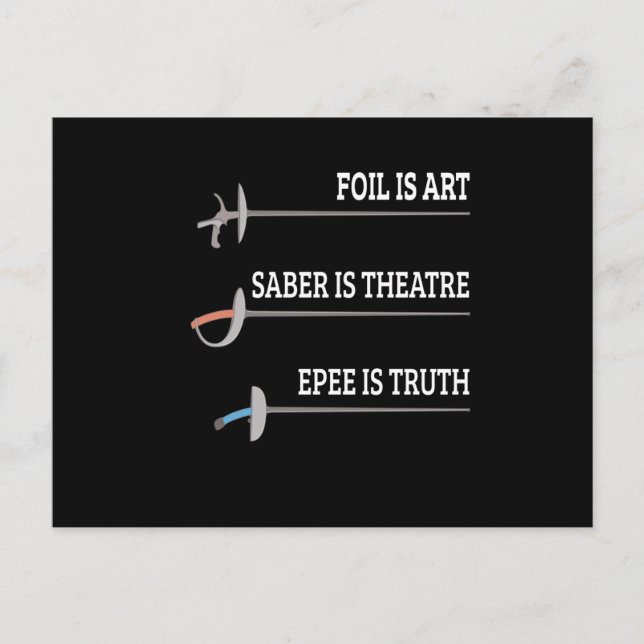 Foil is Art Fencer Epee-fans Vykort (Framsida)