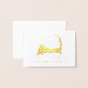 Foil Karta of Detailed Cape Cod Bröllop Folierat Kort