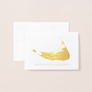 Foil Karta of Detailed Nantucket Bröllop Folierat Kort