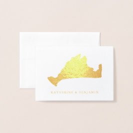 Foil Karta of Marthas Vineyard with Namn Folierat Kort