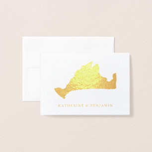 Foil Karta of Marthas Vineyard with Namn Folierat Kort