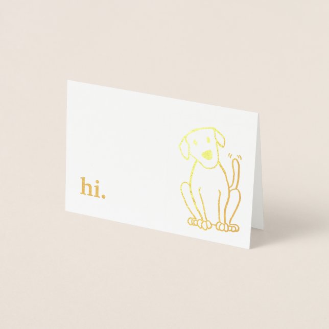 Foil Labrador Hund Note Cards - Guld eller Silver Folierat Kort (Framsida)