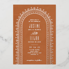 Foil Ornate Arch Bröllopsinbjudan - Tan