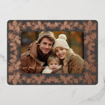 Foil Pinecone Helgdag Photo Card- charcol