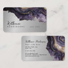 Foil Purple Agate gold glitter marble Professional Visitkort