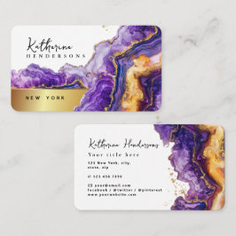 Foil Purple Agate gold glitter marble Professional Visitkort