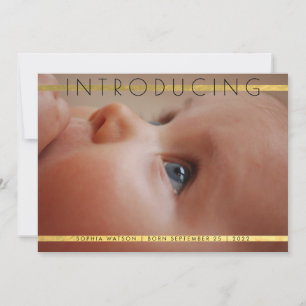 Foil Rand Birth Photo Announcement Meddelande