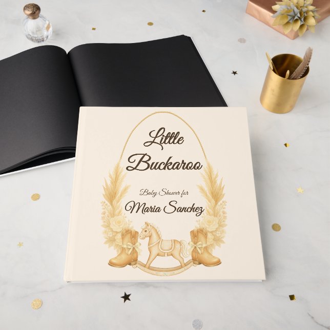 Foil Rocking Horse Boho Baby Shower Guest Bok (Framsidan öppen)