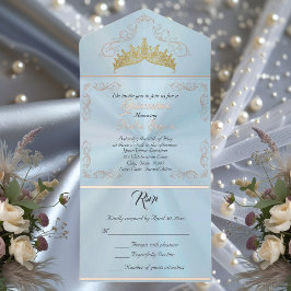 Foil Vintage Frame Quinceanera - Pastel Blue