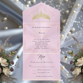 Foil Vintage Frame Quinceanera - Pastel Pink