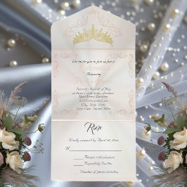 Foil Vintage Frame Quinceanera - Pearl White