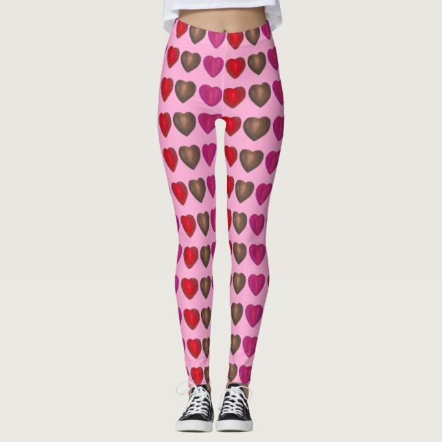 Foil Wrapped Candy Hearts Valentine Day Leggings (Framsida)