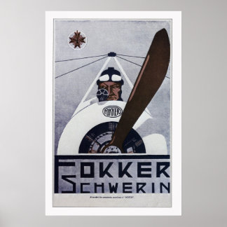 Fokker Schwerin WW1 Aviation Poster - stor