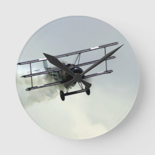 Fokkertriplane Rund Klocka