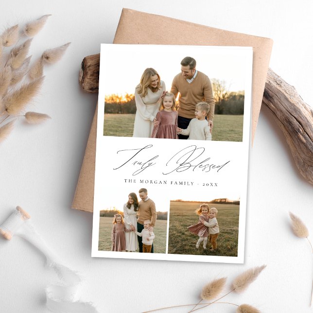 Fokort för verkligt välsignat kristet familjefotko julkort (Skapare uppladdad)