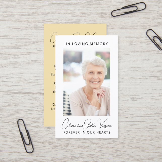 Fokort med enkelt funktionellt minnesmärke visitkort (Fram/Back In Situ)