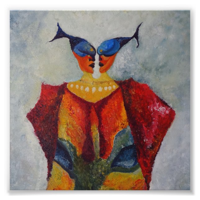 Fokus för målarfärg på Abstrakt av afrikansk fisk Fototryck (Framsidan)