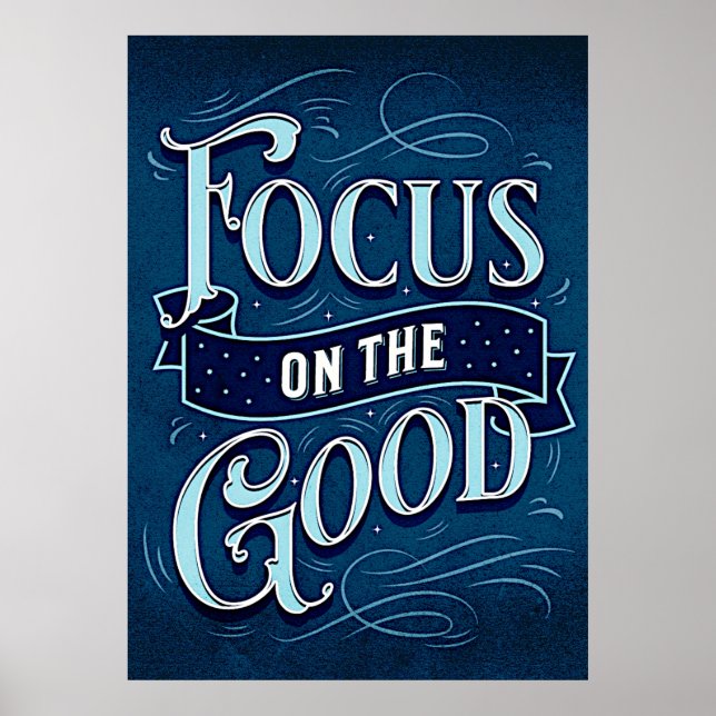 Fokus på Bra - Inspire & Motivate Blue Poster (Framsidan)