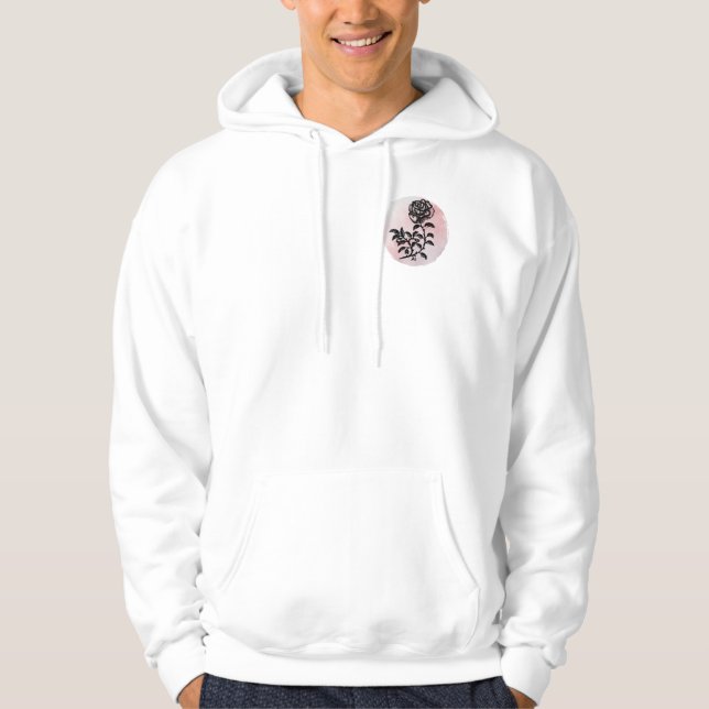 Fokus på skönhetsvården - Pen och Bläck Ro på Rosa Hoodie (Framsida)